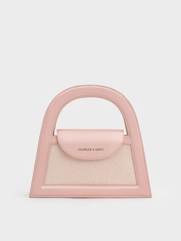 Este Glittered Top Handle Bag, Pink, hi-res