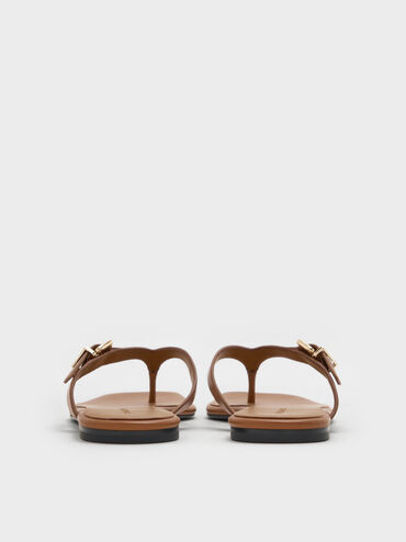 Buckled Thong Sandals, Cognac, hi-res