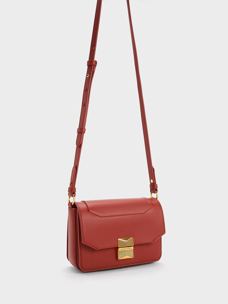 Kalinda Metallic Accent Boxy Bag, Brick, hi-res