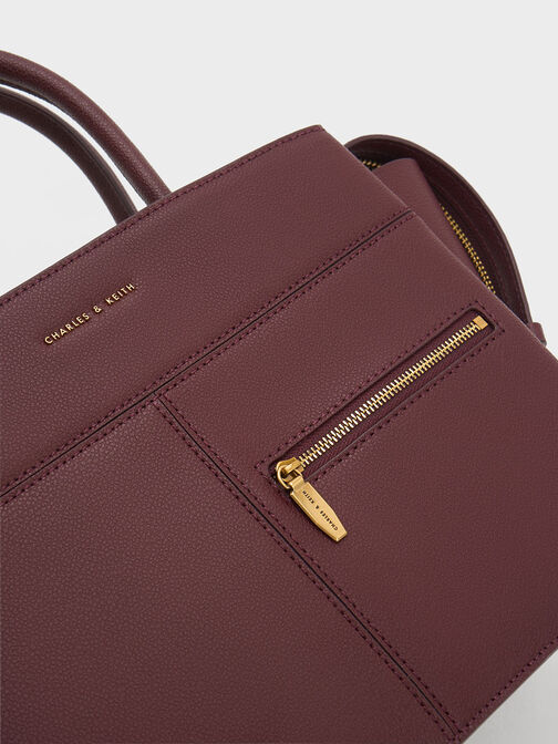Anwen Trapeze Top Handle Bag, Burgundy, hi-res