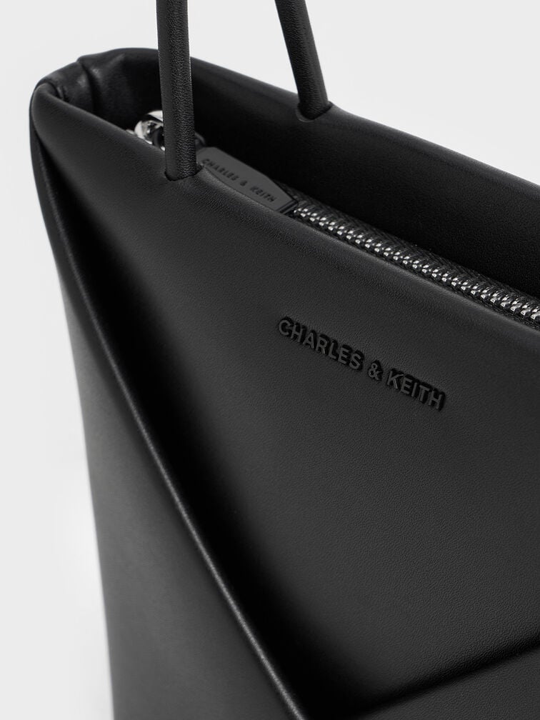 Midori Geometric Elongated Tote Bag, Jet Black, hi-res