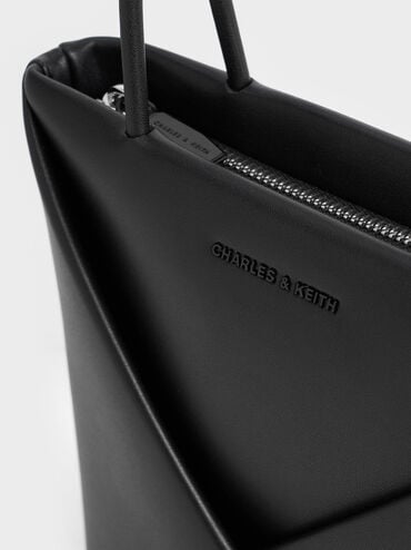 Midori Geometric Elongated Tote Bag, Jet Black, hi-res
