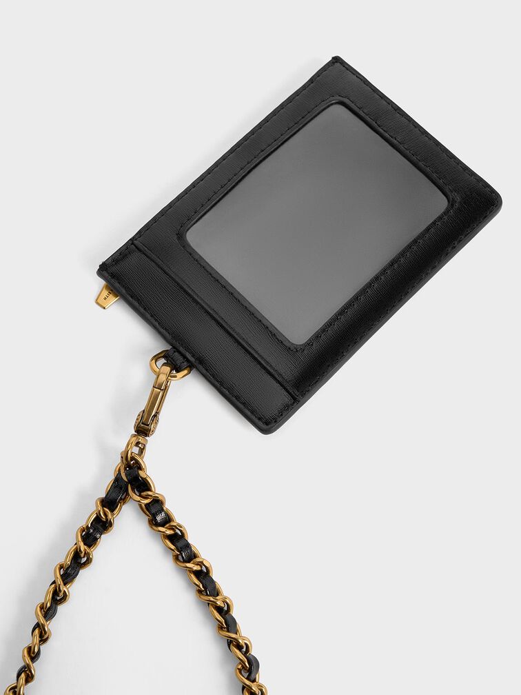 Wisteria Quilted Braided-Strap Card Holder, Black, hi-res