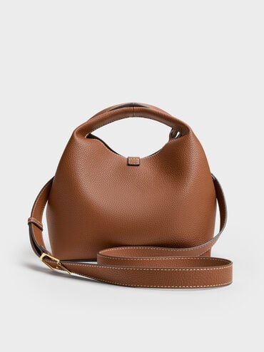 Chance Recycled Leather Turn-Lock Bucket Bag, Chocolate, hi-res