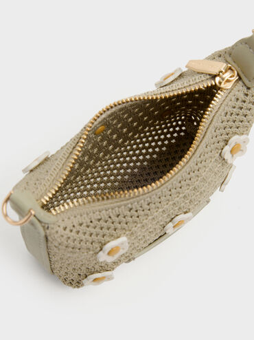 Micro Ida Flower Knitted Bag, Pale Olive, hi-res