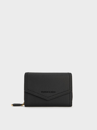 Stitch Trim Envelope Wallet, Black, hi-res