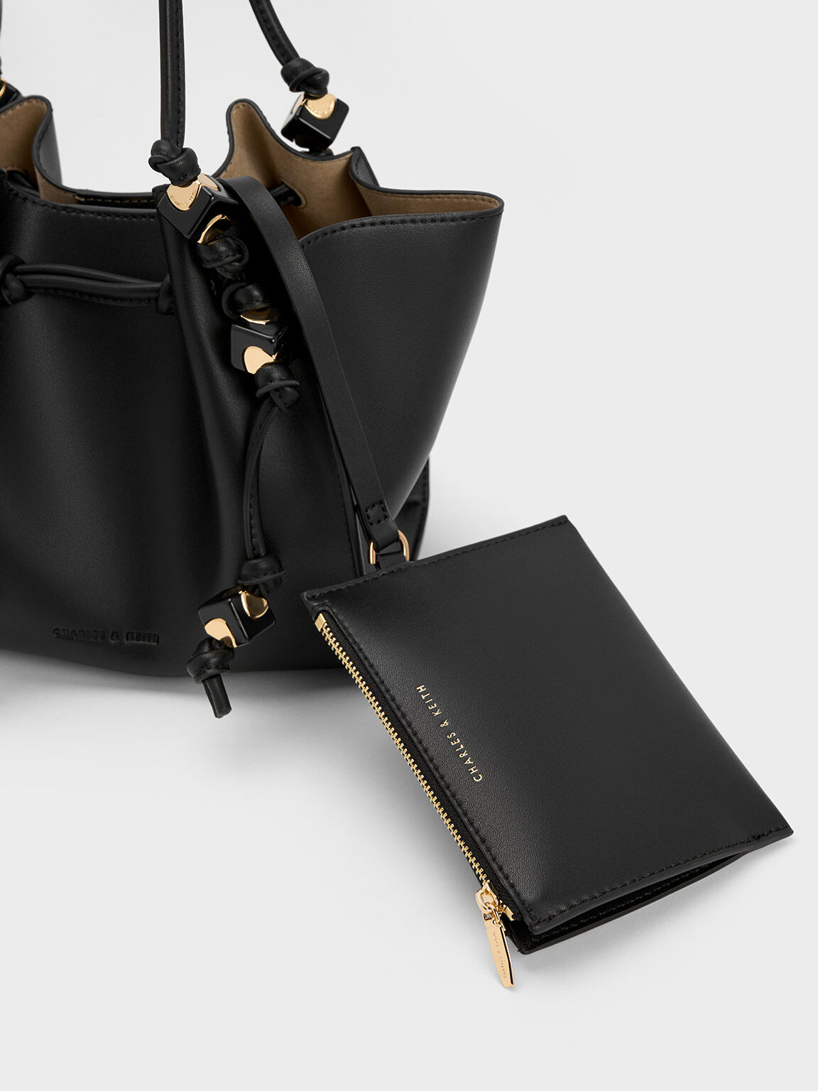Black Cube Trapeze Tote Bag CHARLES KEITH IN