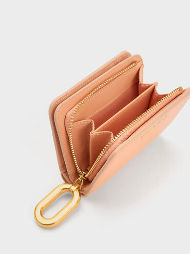 Oval Keychain Zip Wallet, Orange, hi-res