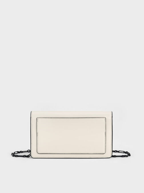 Samantha Envelope Chain-Embellished Crossbody Bag, Cream, hi-res