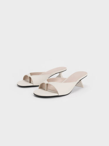 Sculptural Heel Thong Sandals, Chalk, hi-res