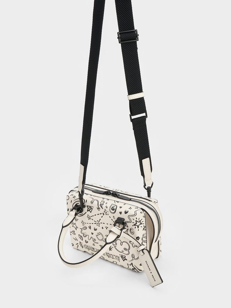 Cordele Printed Bowling Bag, Cream, hi-res