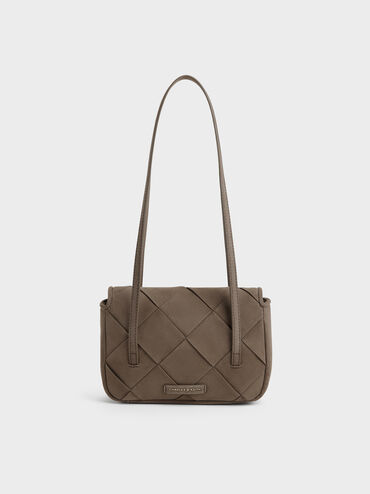 Maribel Woven Shoulder Bag, Stone Grey, hi-res
