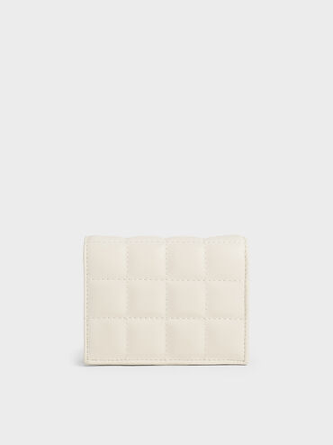 Cassia Quilted Chain-Handle Mini Wallet, Cream, hi-res
