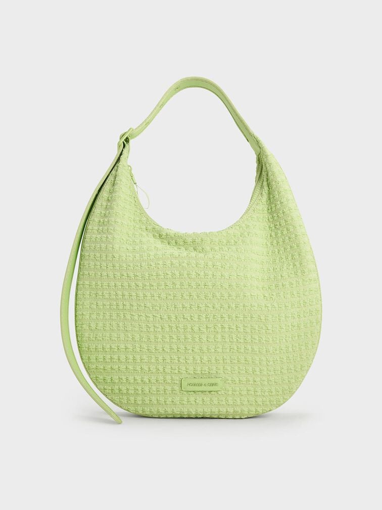 Textured Crescent Hobo Bag, Zesty Green, hi-res