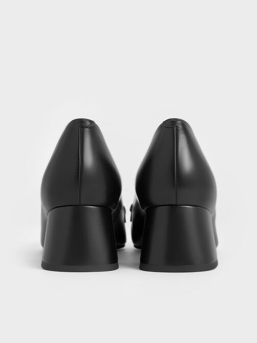 Metallic-Accent Pointed-Toe Block-Heel Pumps, Black, hi-res