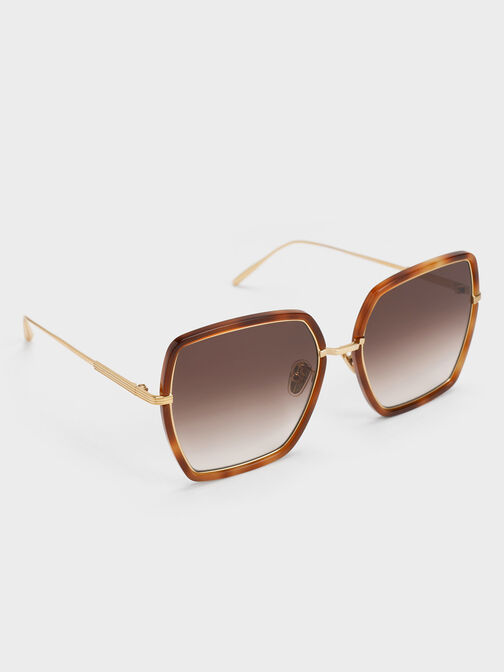 Oversized Square Butterfly Sunglasses, T. Shell, hi-res