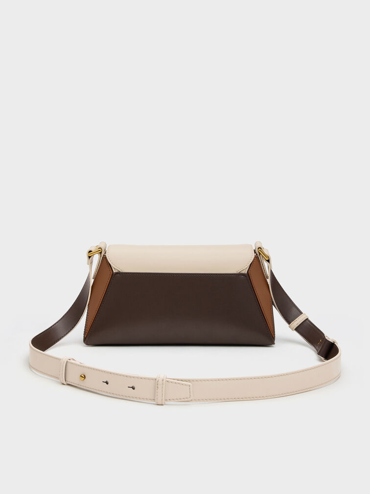 Nasrin Colourblock Geometric Shoulder Bag, Multi Brown, hi-res