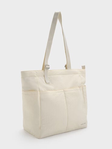 Soleil Nylon Tote Bag, Cream, hi-res