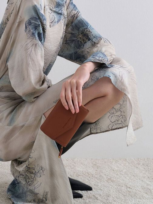 Stitch Trim Envelope Wallet, Chocolate, hi-res