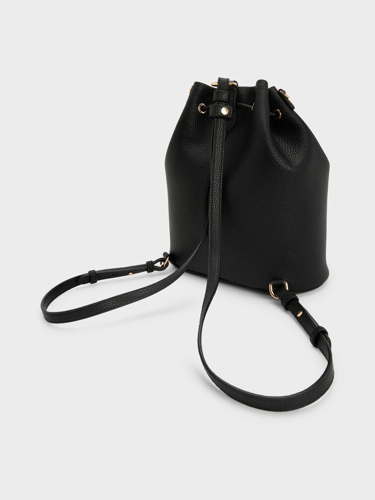 Beryl Drawstring Backpack, Black, hi-res