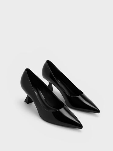 Pointed-Toe Flared Pumps, Black Box, hi-res