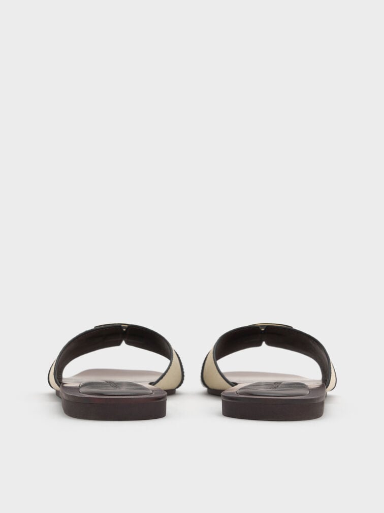 Lando Canvas Metallic-Accent Belted Slide Sandals, Multi, hi-res