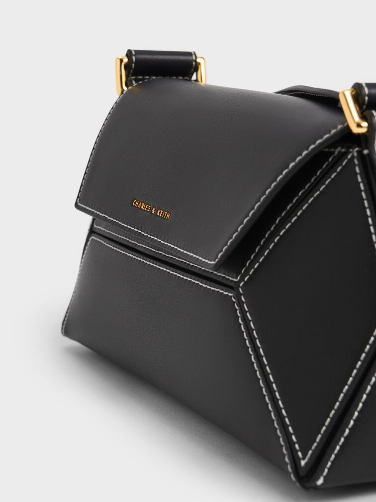 Nasrin Geometric Shoulder Bag, Black, hi-res