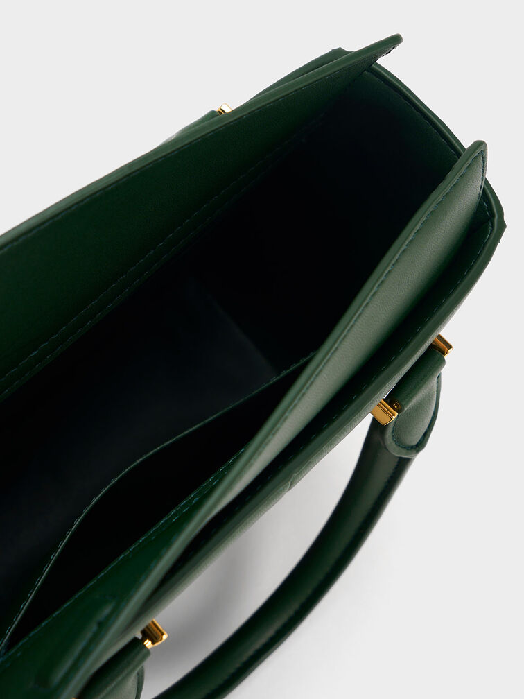 Georgette Square Tote Bag, Dark Green, hi-res