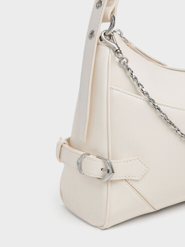 Antonella Chain-Strap Side-Buckle Shoulder Bag, Cream, hi-res