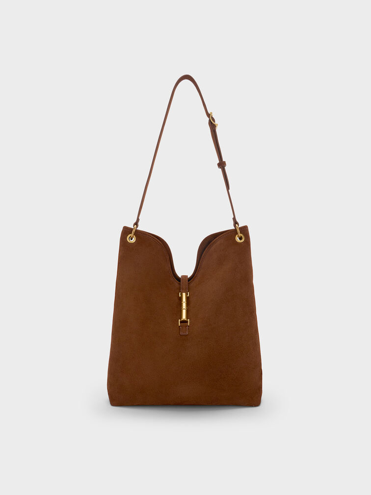 Cesia Metallic-Accent Tote Bag, Pecan Brown, hi-res