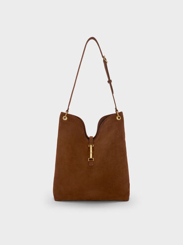 Cesia Metallic-Accent Tote Bag, Pecan Brown, hi-res