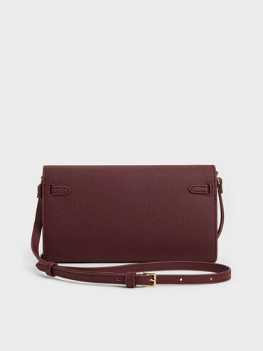 Tricha Knotted-Belt Crossbody Bag, Wineberry Red, hi-res