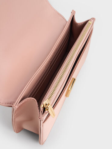Satin Sequinned Chain-Handle Mini Bag, Ballerina Pink, hi-res