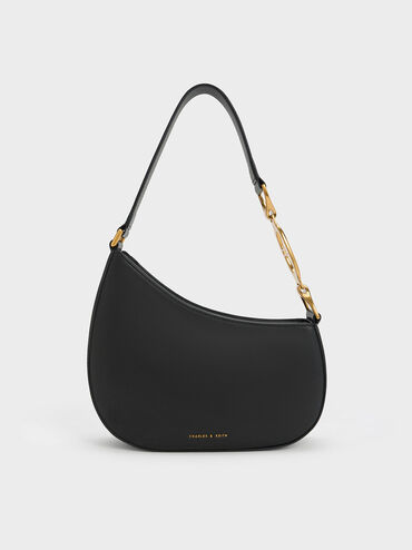 Asymmetrical Shoulder bag, Black, hi-res