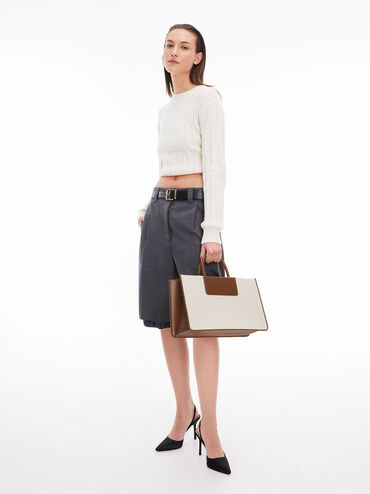 Astra Canvas Tote Bag, Chocolate, hi-res