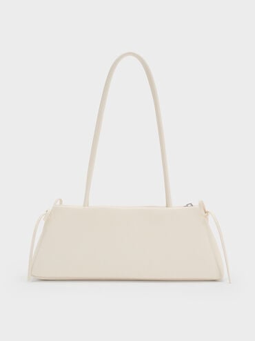 Hazel Bow Elongated Shoulder Bag, Cream, hi-res