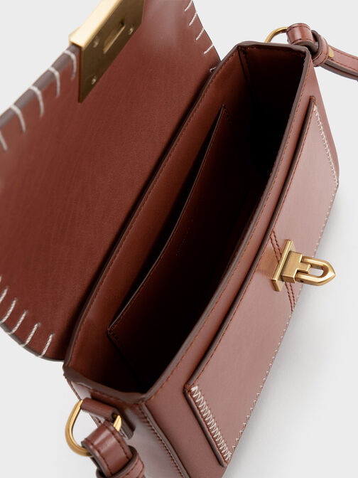 Circe Stitch-Trim Top Handle Bag, Mocha, hi-res