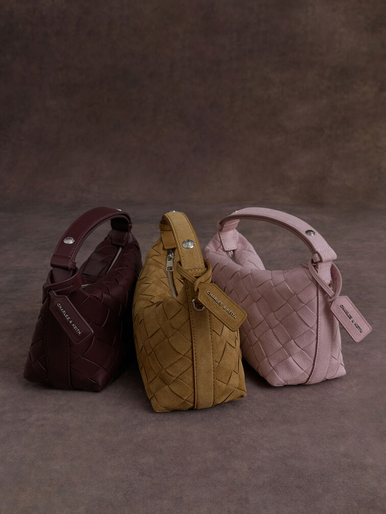 Ivette Woven Shoulder Bag, Wineberry Red, hi-res