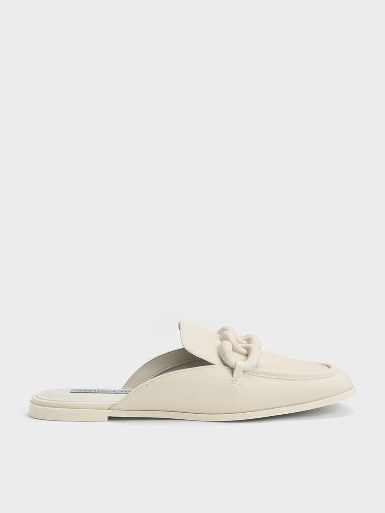 Chunky Chain Loafer Flats, Chalk, hi-res