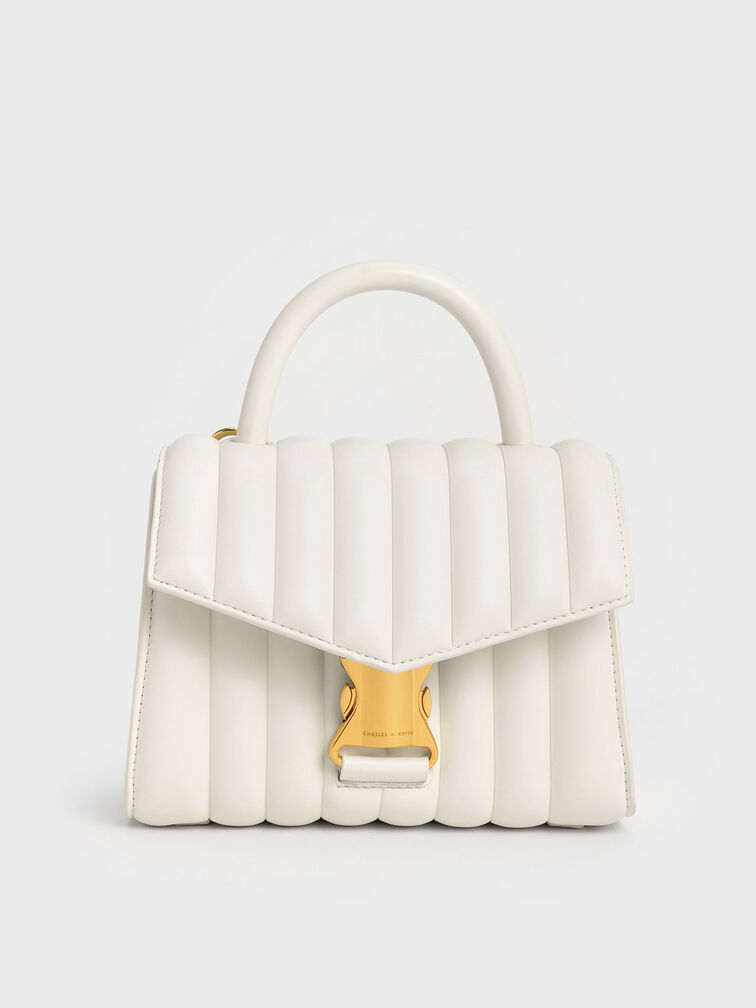 Ivy Metallic Buckle Bag, Cream, hi-res