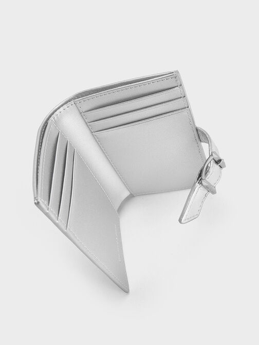 Bryna Metallic Belted Wallet, Silver, hi-res