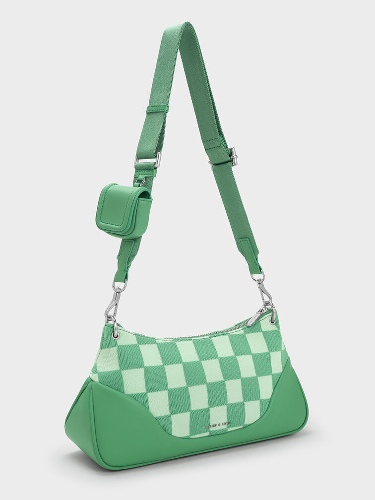 Shiloh Checkerboard Shoulder Bag, Green, hi-res