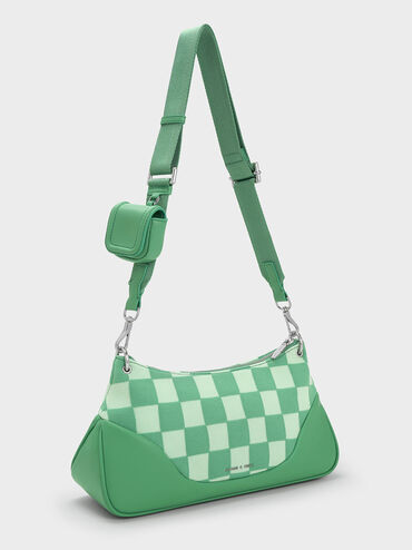 Shiloh Checkerboard Shoulder Bag, Green, hi-res