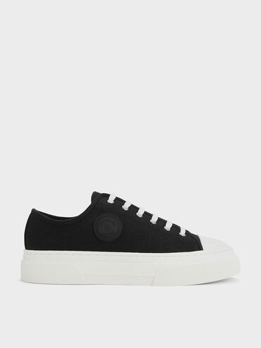 Kay Canvas Low-Top Sneakers, Black, hi-res