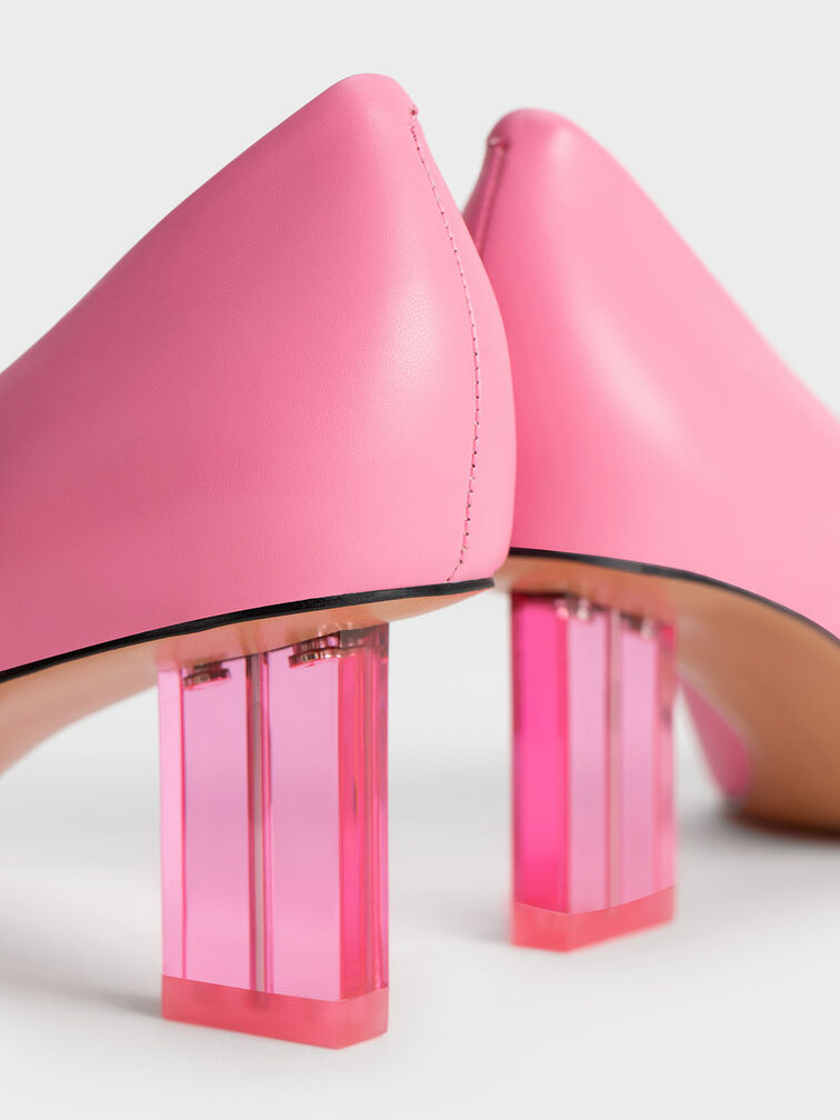 Metallic Blade Heel Pumps, Pink, hi-res