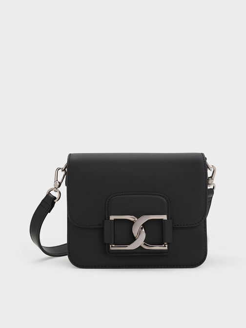 Gabine Leather Crossbody Bag, Noir, hi-res