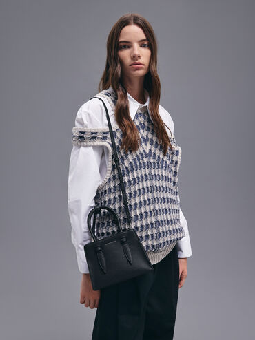 Allyn Structured Trapeze Tote Bag, Noir, hi-res