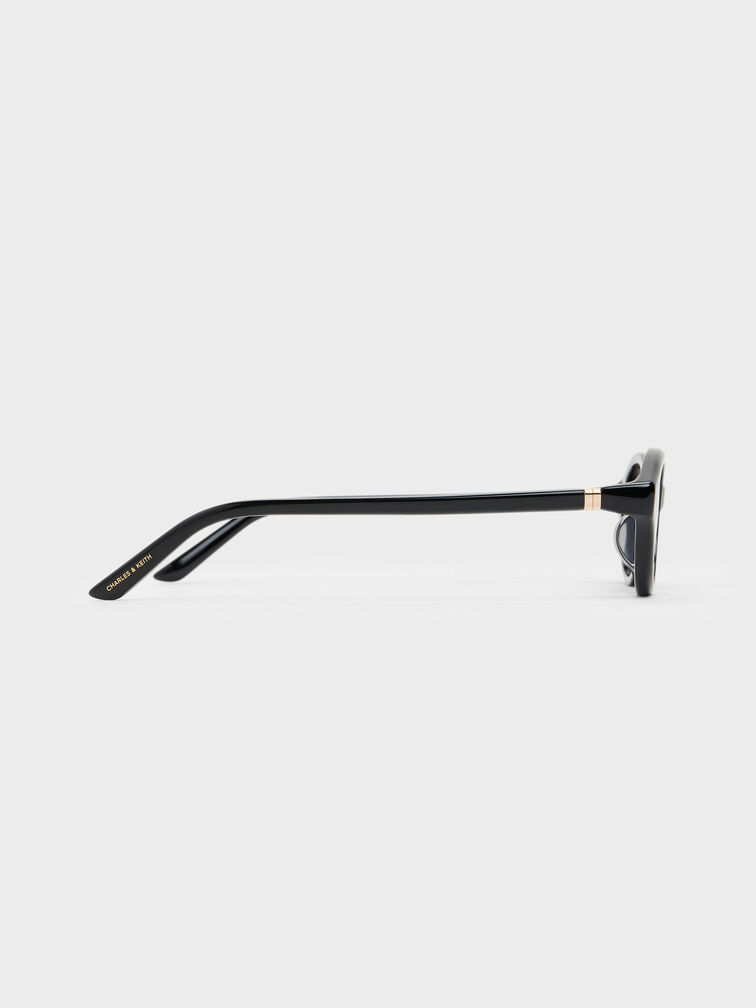 Pecola Oval Sunglasses, Black, hi-res