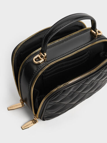 Duo Quilted Vanity Bag, Black, hi-res