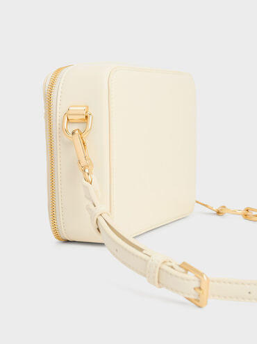 Lock & Key Chain Handle Bag, Cream, hi-res